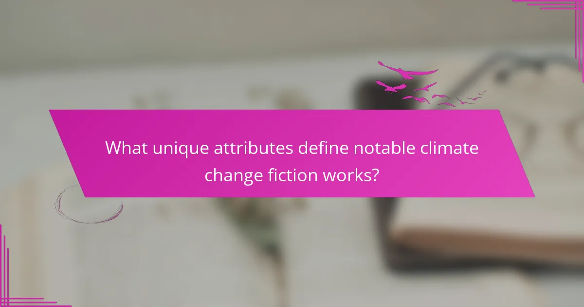 What unique attributes define notable climate change fiction works?